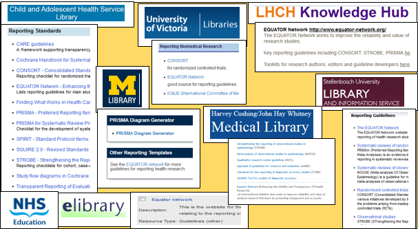 Examples of what libraries are currently doing to promote reporting guidelines and support transparency and reproducibility