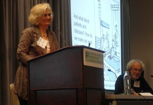 Professor Kay Dickersin, Professor at the Johns Hopkins Bloomberg School of Public Health, Director of the Center for Clinical Trials, and Director of the US Cochrane Center, delivering the 5th EQUATOR Annual Lecture at the Peer Review Congress 