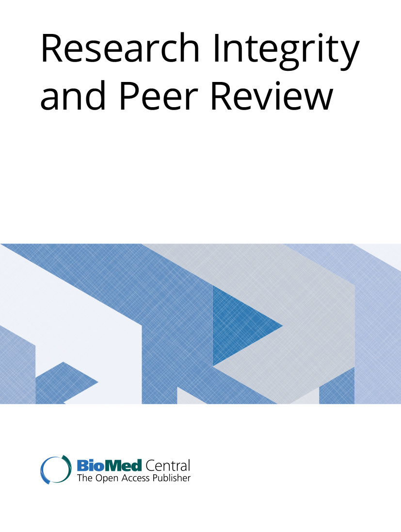 Front cover of the Research Integrity and Peer Review Journal
